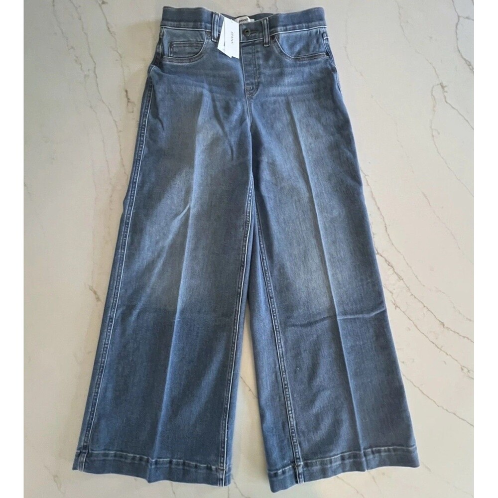 Spanx Women's Wide-Leg Jeans Petite - Stonewash Blue NWT Size Medium